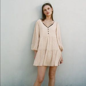 Zara Puff Sleeve Babydoll Mini Dress
